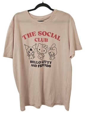 Pink and Black Sanrio Women's "The Social Club Hello Kitty & Friends" T-Shirt